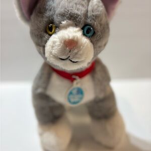Build A Bear Promise Pets Cat Stuffed Animal Gray/White Yellow/Blue Eyes